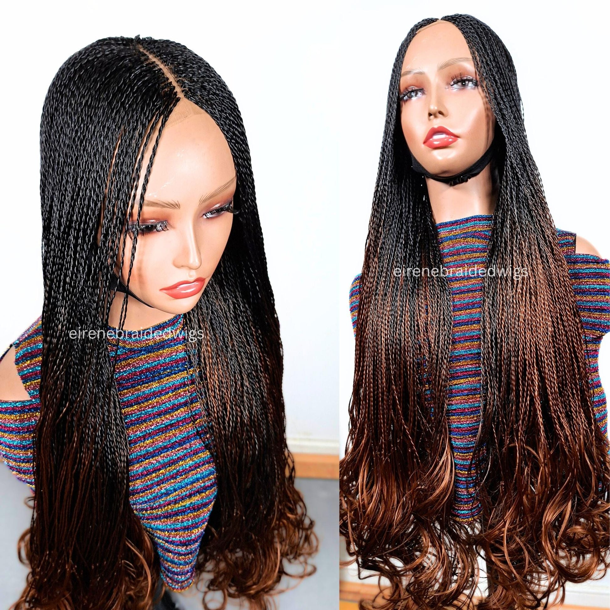 Spanish French curls braided wigs for women – boho goddess locks wig – single braids senegalese micro twist wig – nano braids – – product image 4