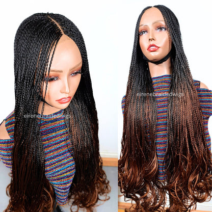 Spanish French curls braided wigs for women – boho goddess locks wig – single braids senegalese micro twist wig – nano braids – – product image 4
