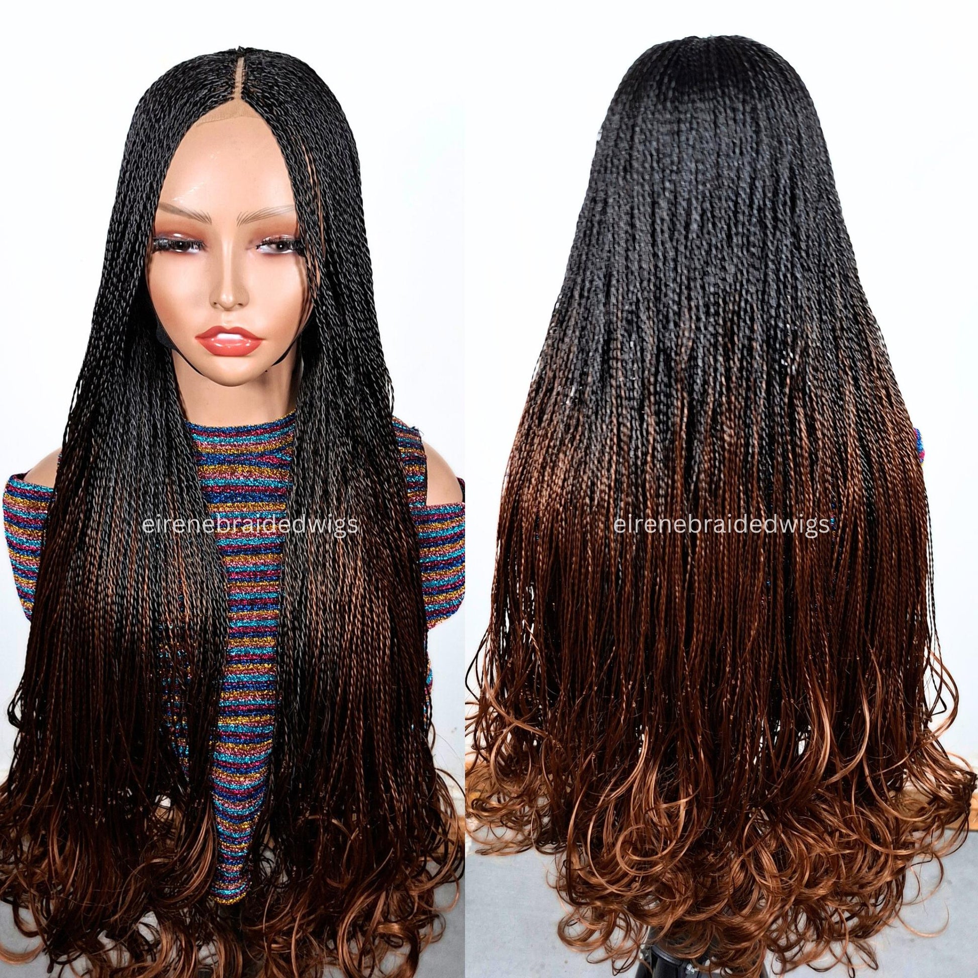 Spanish French curls braided wigs for women – boho goddess locks wig – single braids senegalese micro twist wig – nano braids – – product image 7