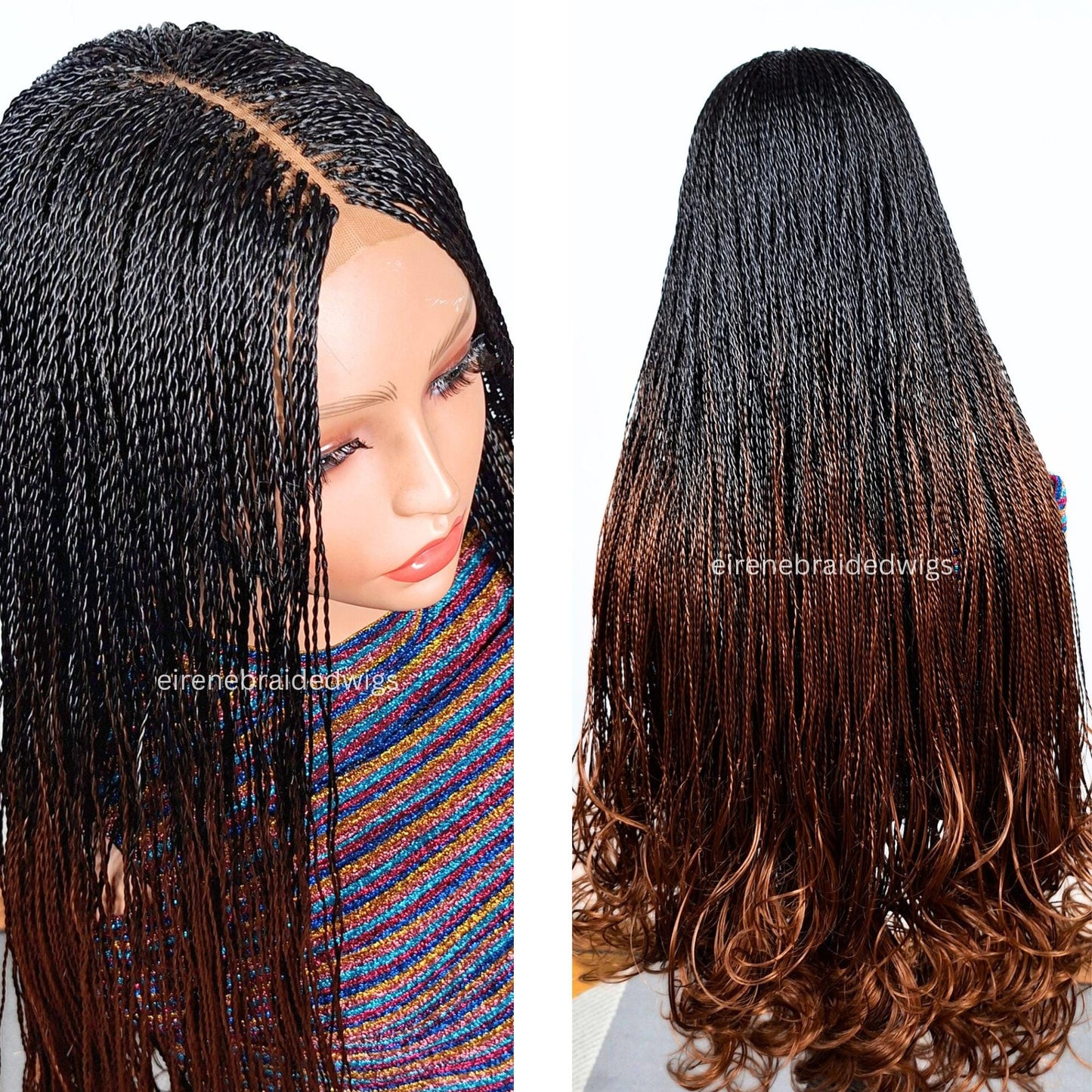 Spanish French curls braided wigs for women – boho goddess locks wig – single braids senegalese micro twist wig – nano braids – – product image 1
