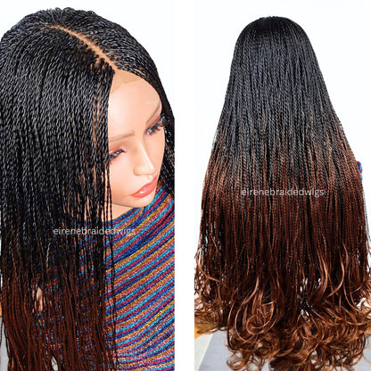 Spanish French curls braided wigs for women – boho goddess locks wig – single braids senegalese micro twist wig – nano braids – – product image 1