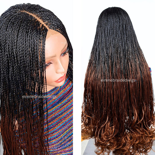 Spanish French curls braided wigs for women – boho goddess locks wig – single braids senegalese micro twist wig – nano braids – – product image 1