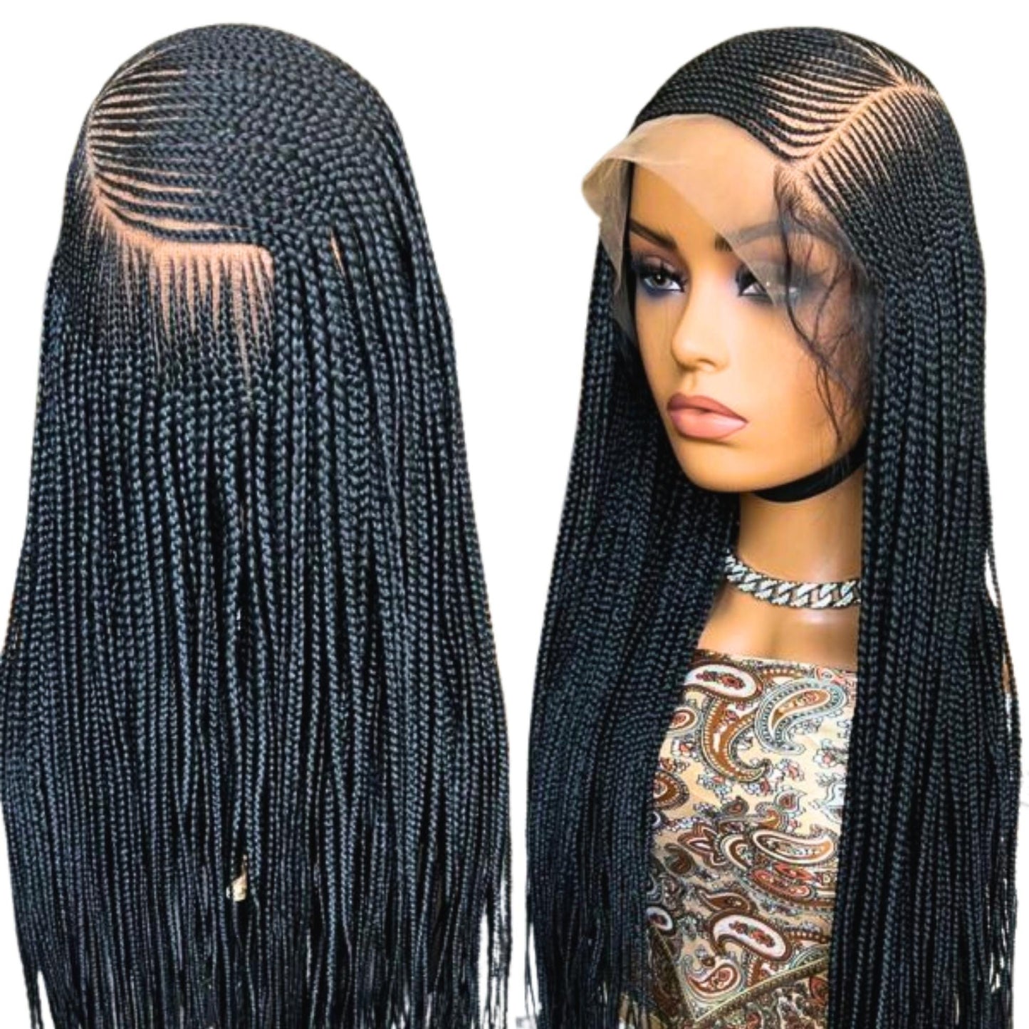 Full Lace Cornrow Braided Wigs for Black Women – Fulani Braid Wig – Ghana Weave Crochet – product image 2