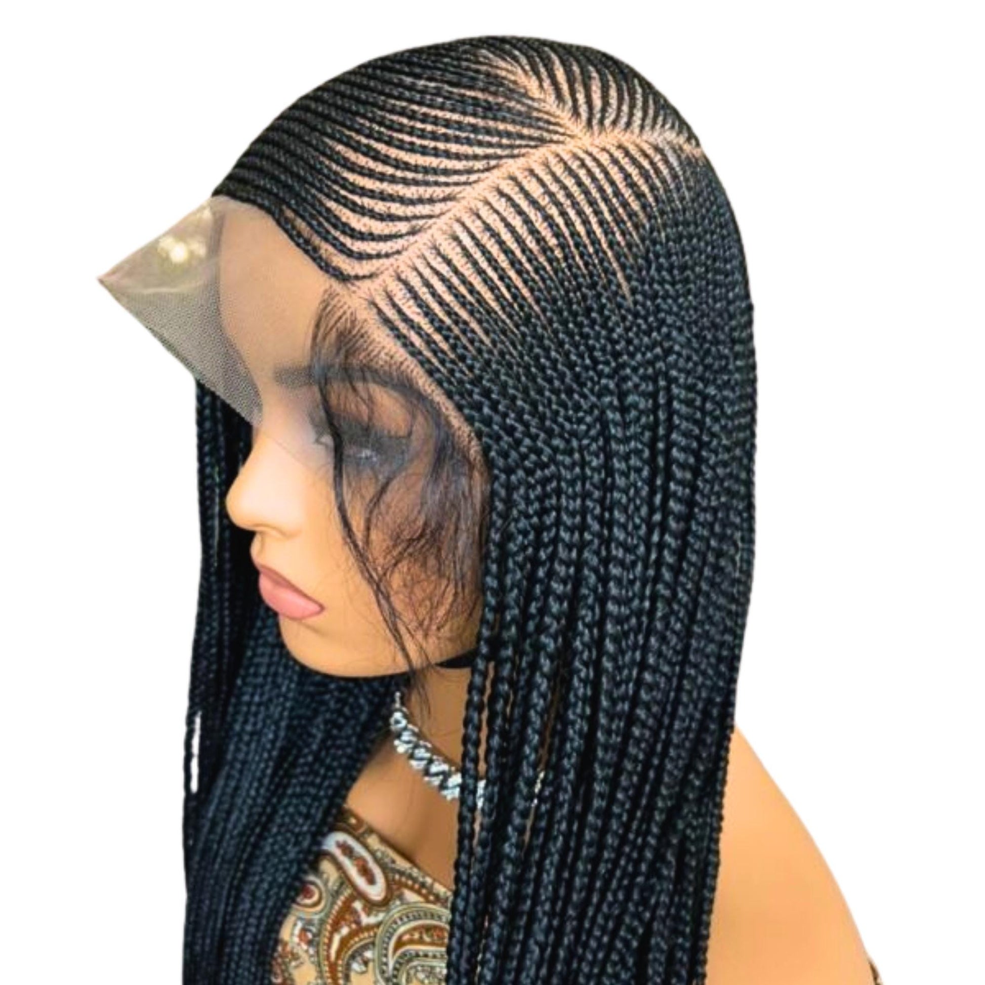 Full Lace Cornrow Braided Wigs for Black Women – Fulani Braid Wig – Ghana Weave Crochet – product image 6
