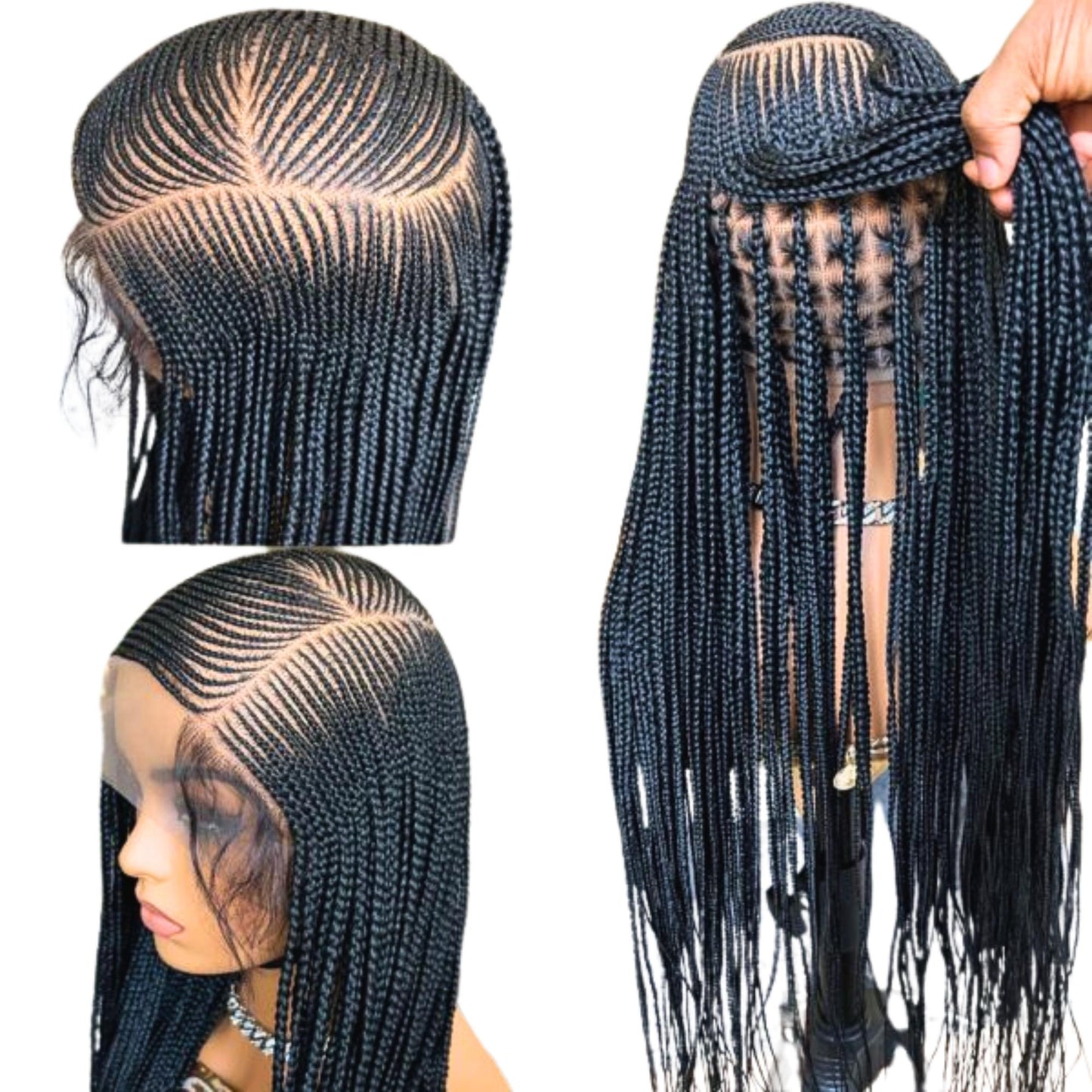 Full Lace Cornrow Braided Wigs for Black Women – Fulani Braid Wig – Ghana Weave Crochet – product image 9