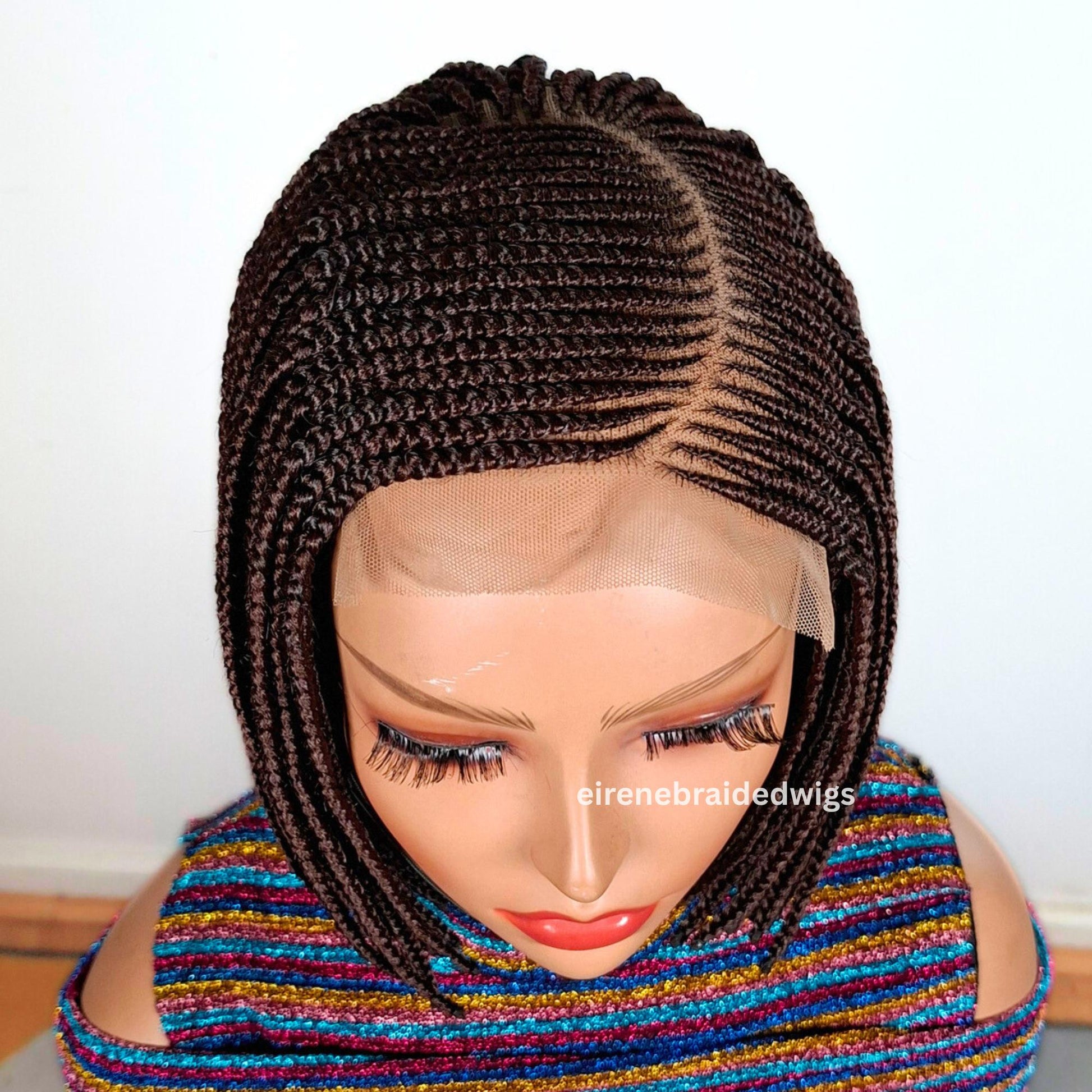 Braided Wigs for Black Women Bob Braids Wig – Short Brown Cornrow Wig – product image 9