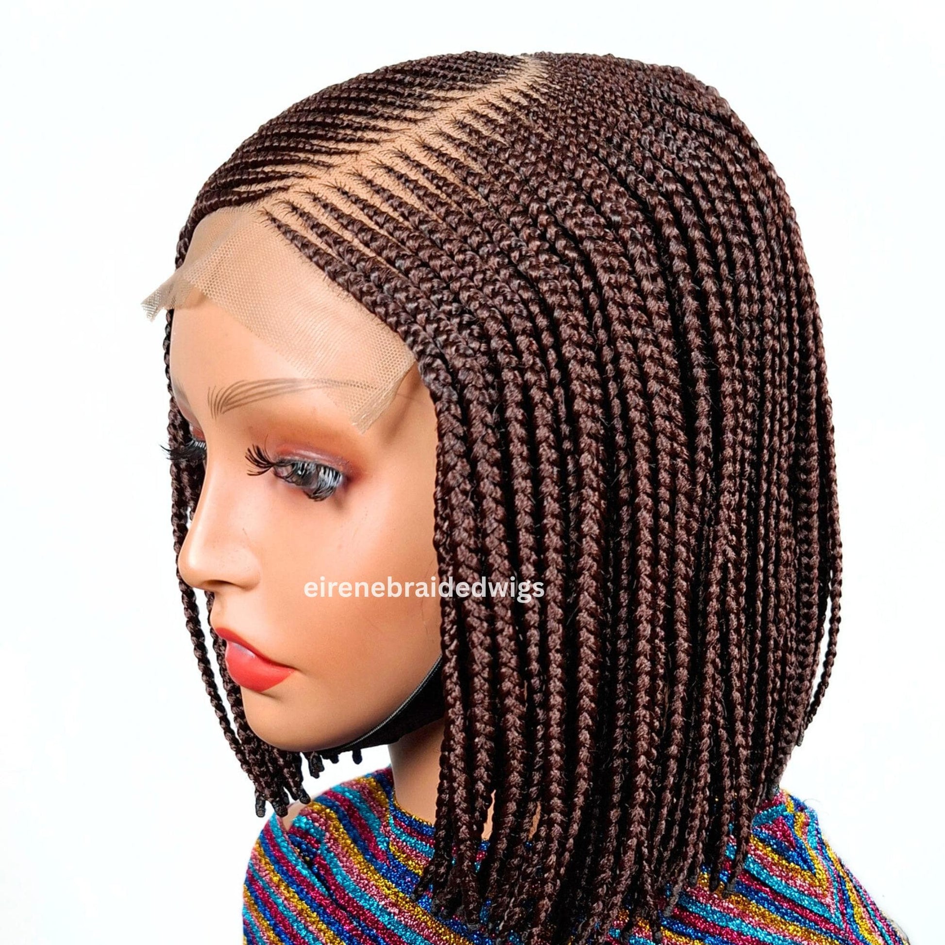 Braided Wigs for Black Women Bob Braids Wig – Short Brown Cornrow Wig – product image 9