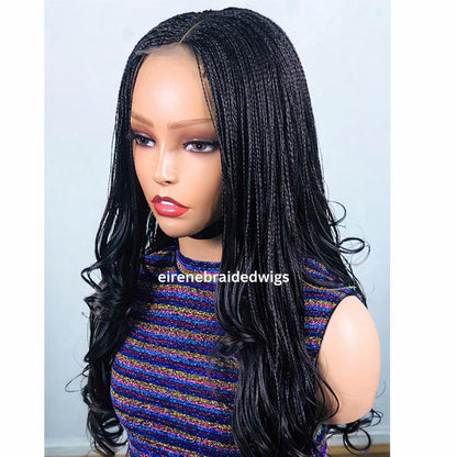 Braided Wigs for Black Women Knotless Braid Wig – Spanish Curls – Nano Twist – Human Hair Lace Front – product image 2