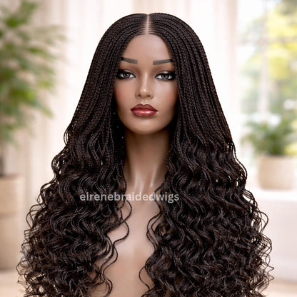 22inch Curly Braided Wigs for Black Women Handmade Single Braids Wig – Cornrow Weave – 2x4 Lace Closure – product image 5