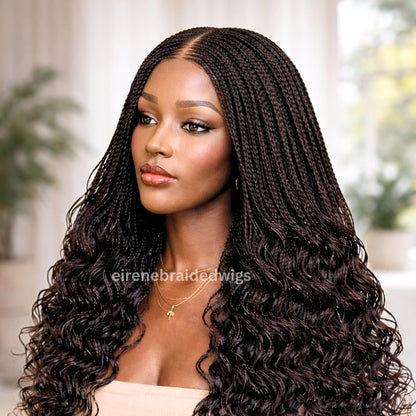 22inch Curly Braided Wigs for Black Women Handmade Single Braids Wig – Cornrow Weave – 2x4 Lace Closure – product image 4