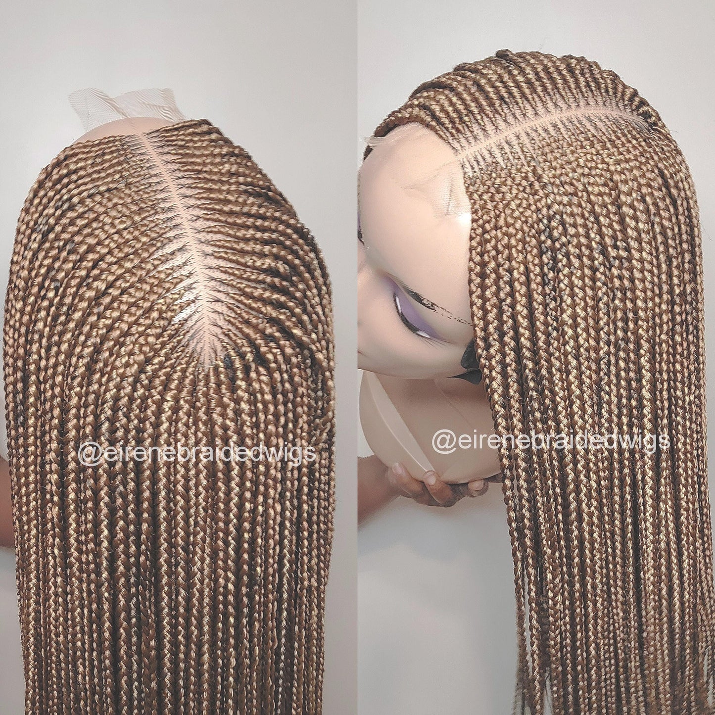 Fulani Cornrow Braided Wig for Black Women – Ghana weaving box braids wig – African Crochet Alopecia wig – Lace frontal human hair – product image 4