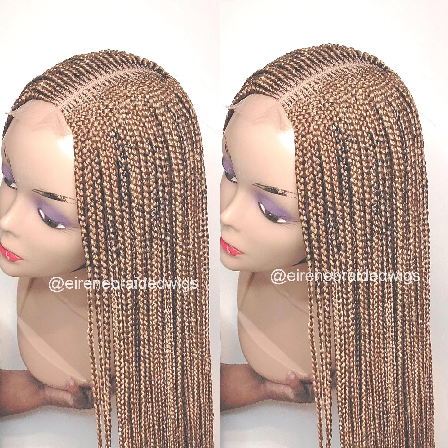 Fulani Cornrow Braided Wig for Black Women – Ghana weaving box braids wig – African Crochet Alopecia wig – Lace frontal human hair – product image 5