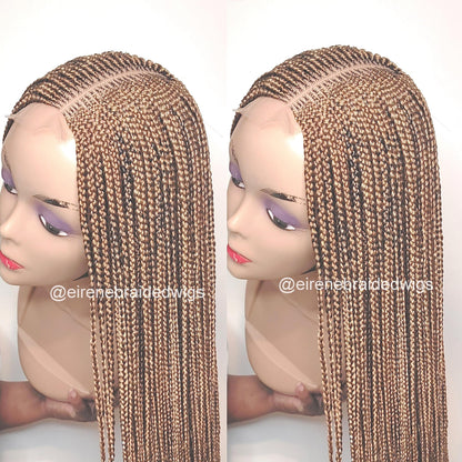 Fulani Cornrow Braided Wig for Black Women – Ghana weaving box braids wig – African Crochet Alopecia wig – Lace frontal human hair – product image 5
