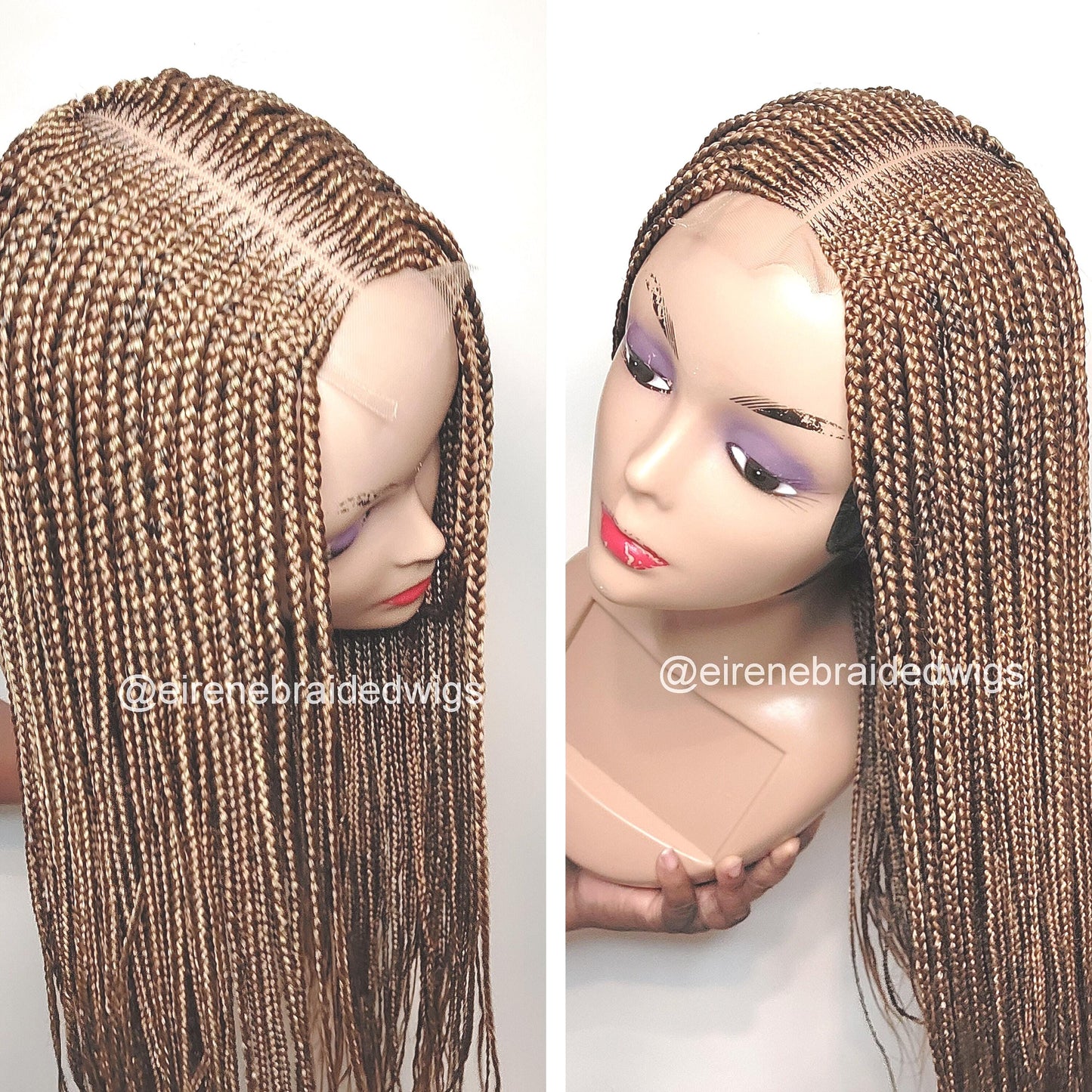 Fulani Cornrow Braided Wig for Black Women – Ghana weaving box braids wig – African Crochet Alopecia wig – Lace frontal human hair – product image 6