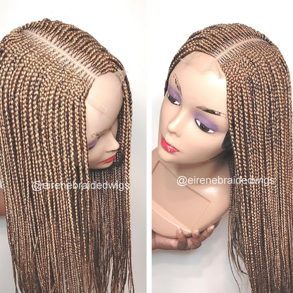 Fulani Cornrow Braided Wig for Black Women – Ghana weaving box braids wig – African Crochet Alopecia wig – Lace frontal human hair – product image 6