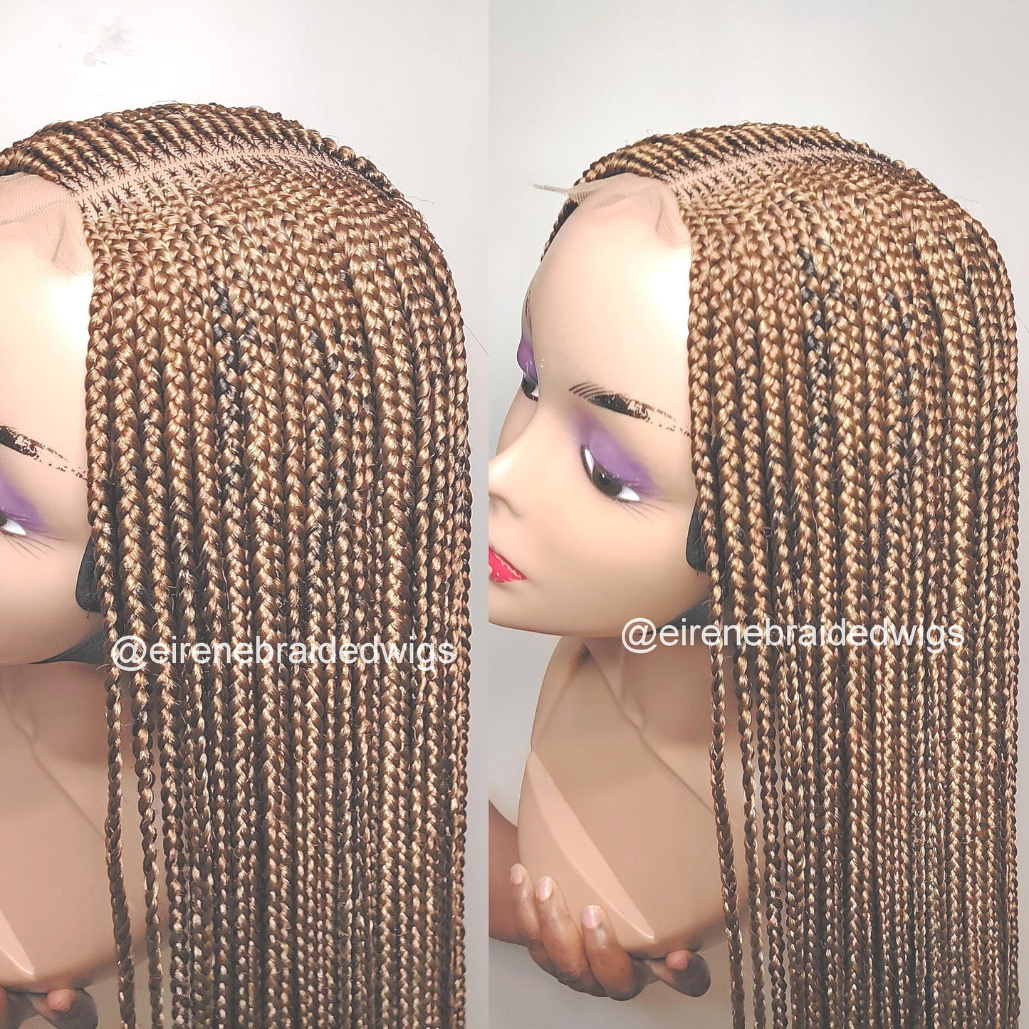 Fulani Cornrow Braided Wig for Black Women – Ghana weaving box braids wig – African Crochet Alopecia wig – Lace frontal human hair – product image 7