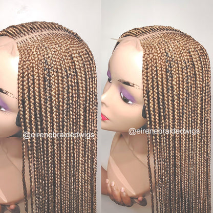 Fulani Cornrow Braided Wig for Black Women – Ghana weaving box braids wig – African Crochet Alopecia wig – Lace frontal human hair – product image 7