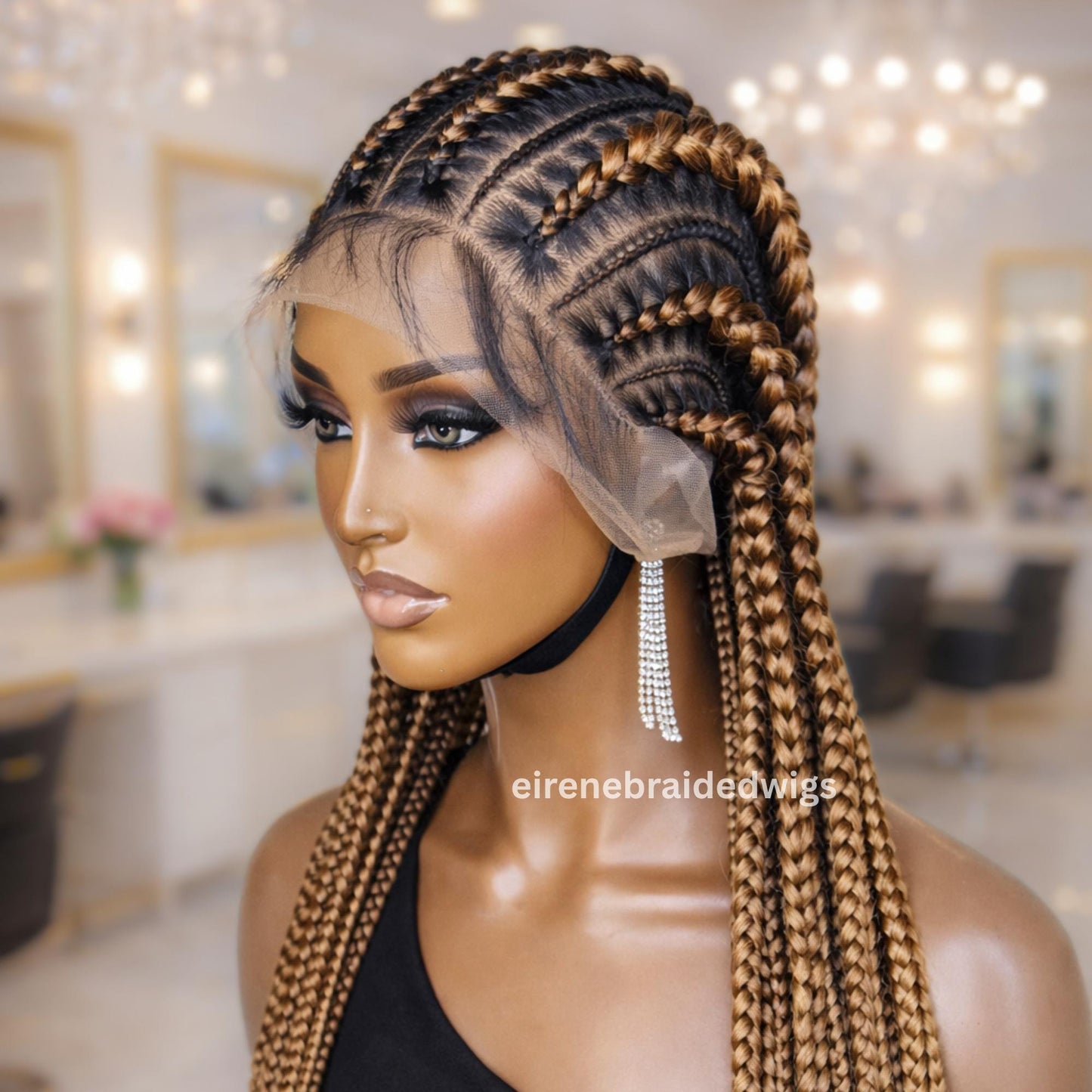 Braided Wigs for Black Women Full Lace Feed-in Cornrow Braided Wig – 30 inch African Tribal Braids – product image 1