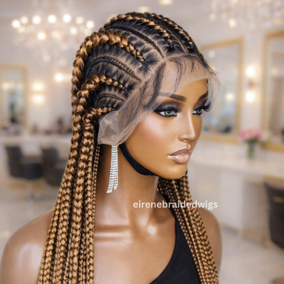 Braided Wigs for Black Women Full Lace Feed-in Cornrow Braided Wig – 30 inch African Tribal Braids – product image 2