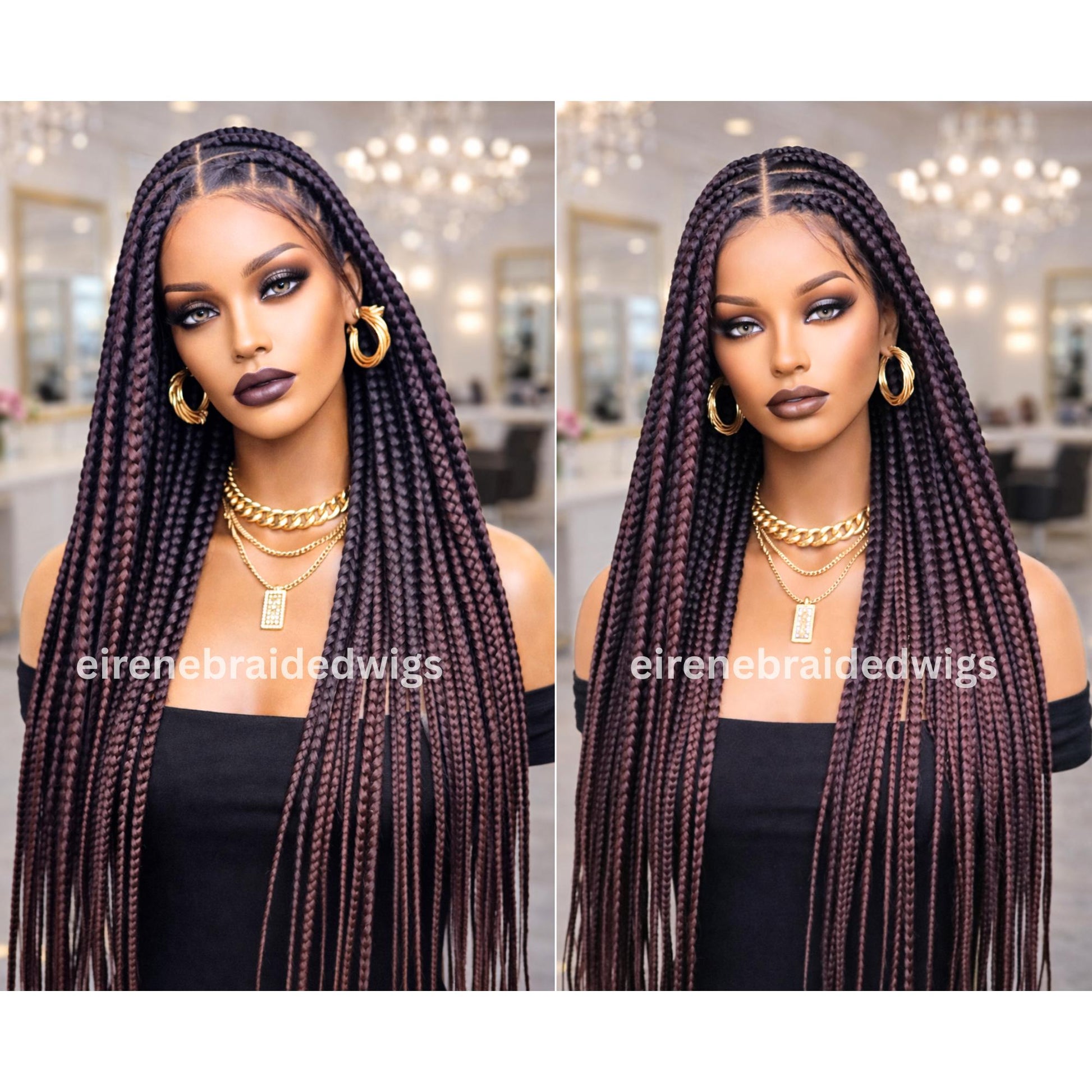 Braided Wigs for Black Women Knotless Braided Wig – Jumbo Box Braids – Baby Hair – Full Lace – 40in – product image 3