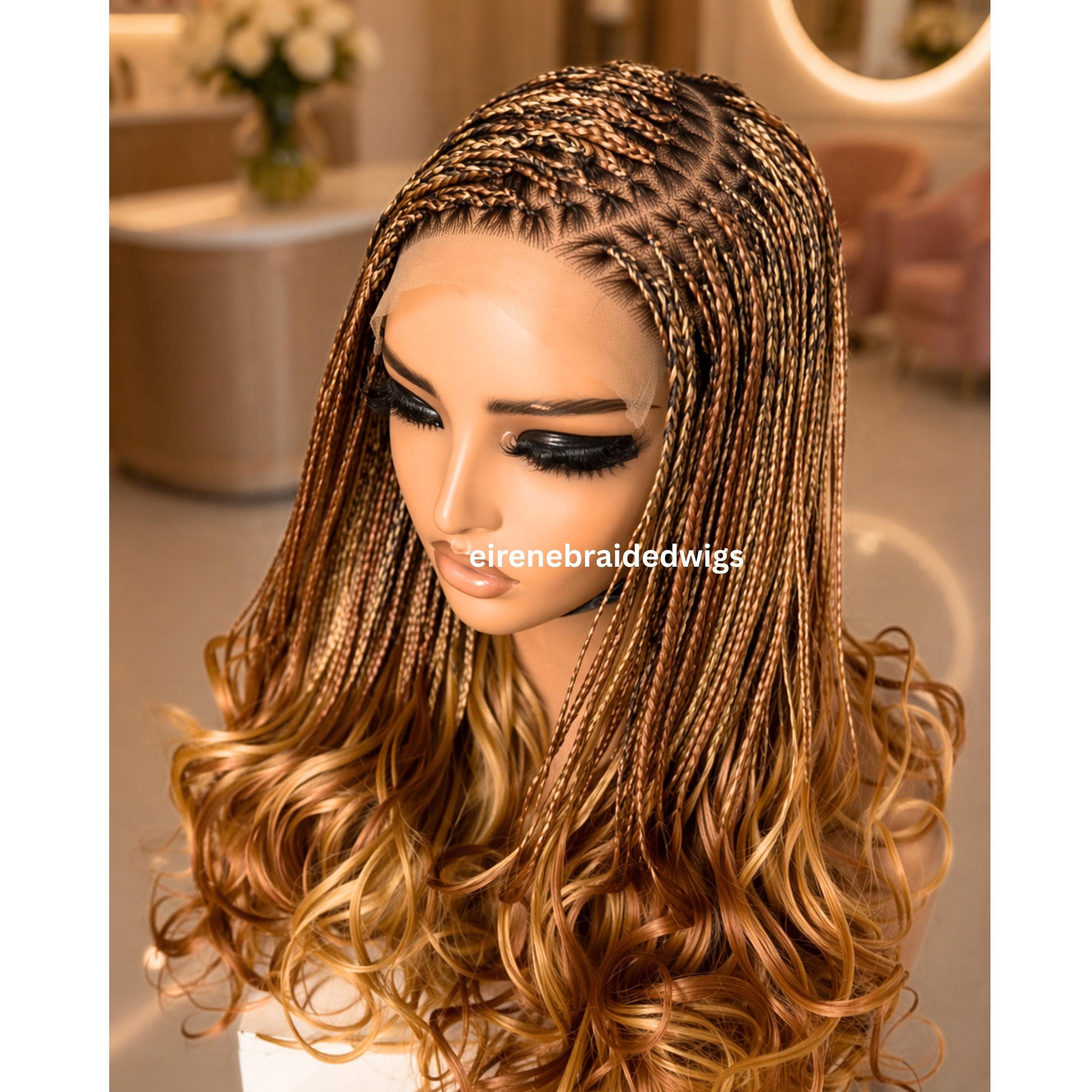 Braided Wigs for Black Women Spanish Curls Braided Wig – Nano Twist Human Hair Lace Front – product image 2