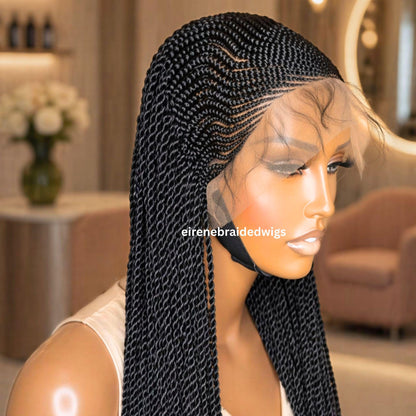 Braided Wigs for Black Women Long Black Cornrow Braided Wig – 30-inch Lace Frontal – Baby Hair – product image 3