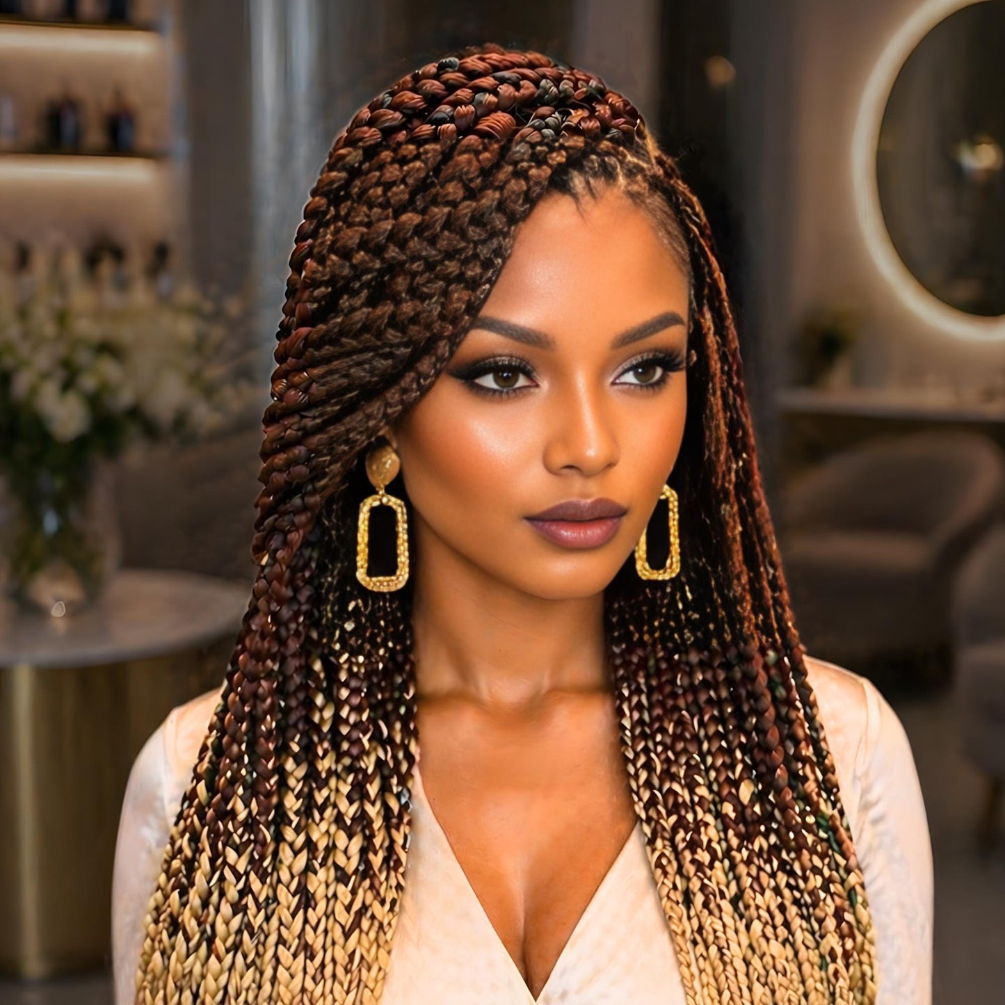 Braided Wigs for Black Women – Big Box Braids Wig – Jumbo Box Braids – Baby Hair – Full Lace – 30in – product image 4