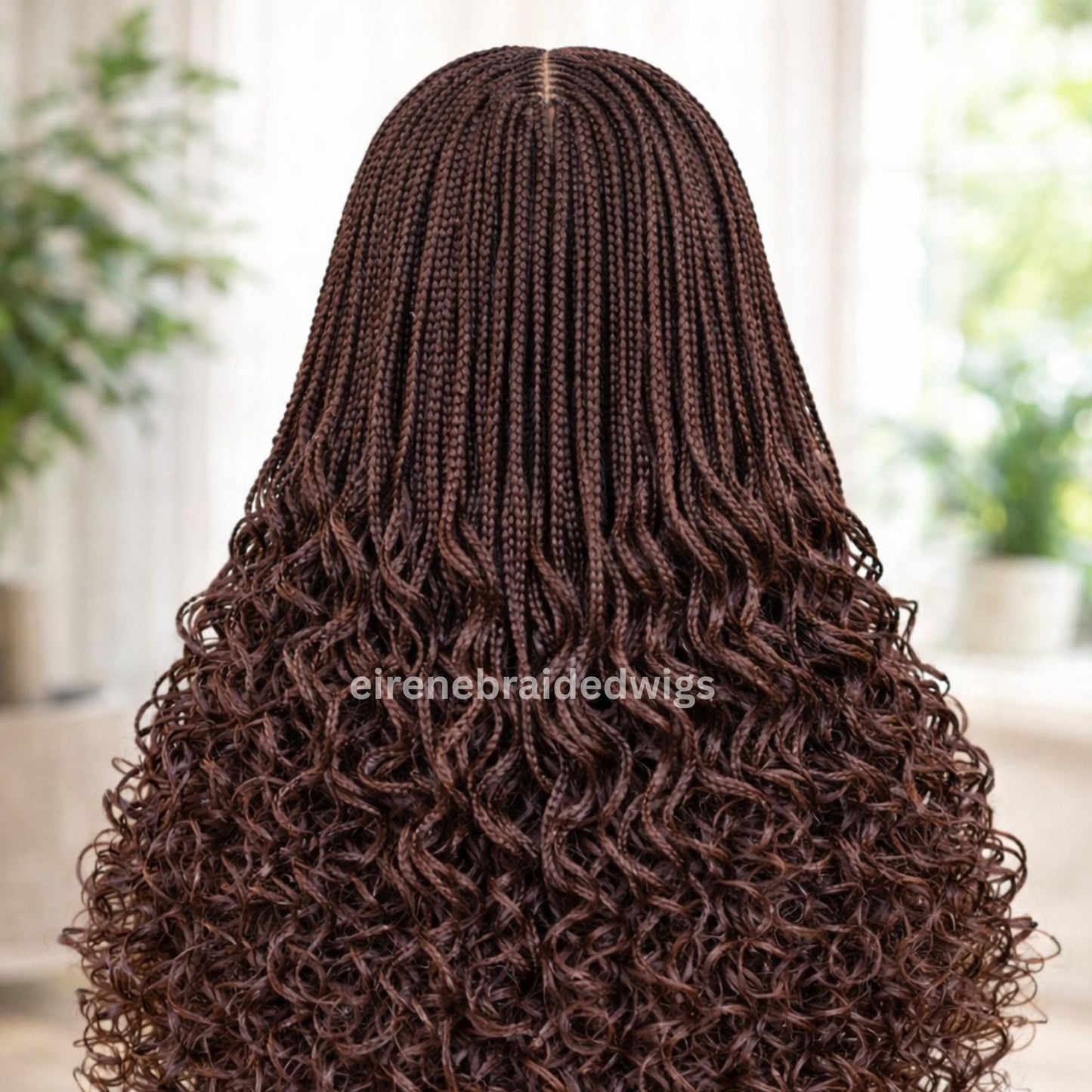 22inch Curly Braided Wigs for Black Women Handmade Single Braids Wig – Cornrow Weave – 2x4 Lace Closure – product image 3
