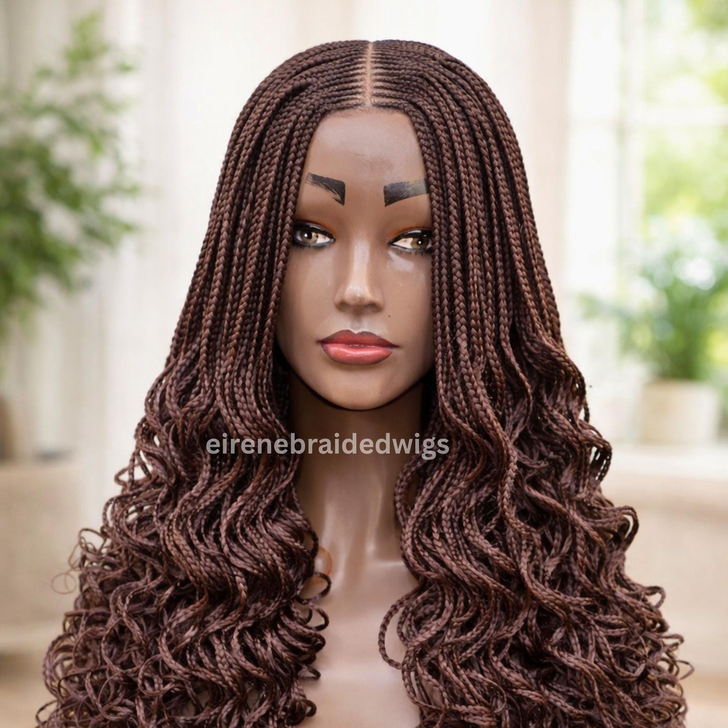 22inch Curly Braided Wigs for Black Women Handmade Single Braids Wig – Cornrow Weave – 2x4 Lace Closure – product image 4