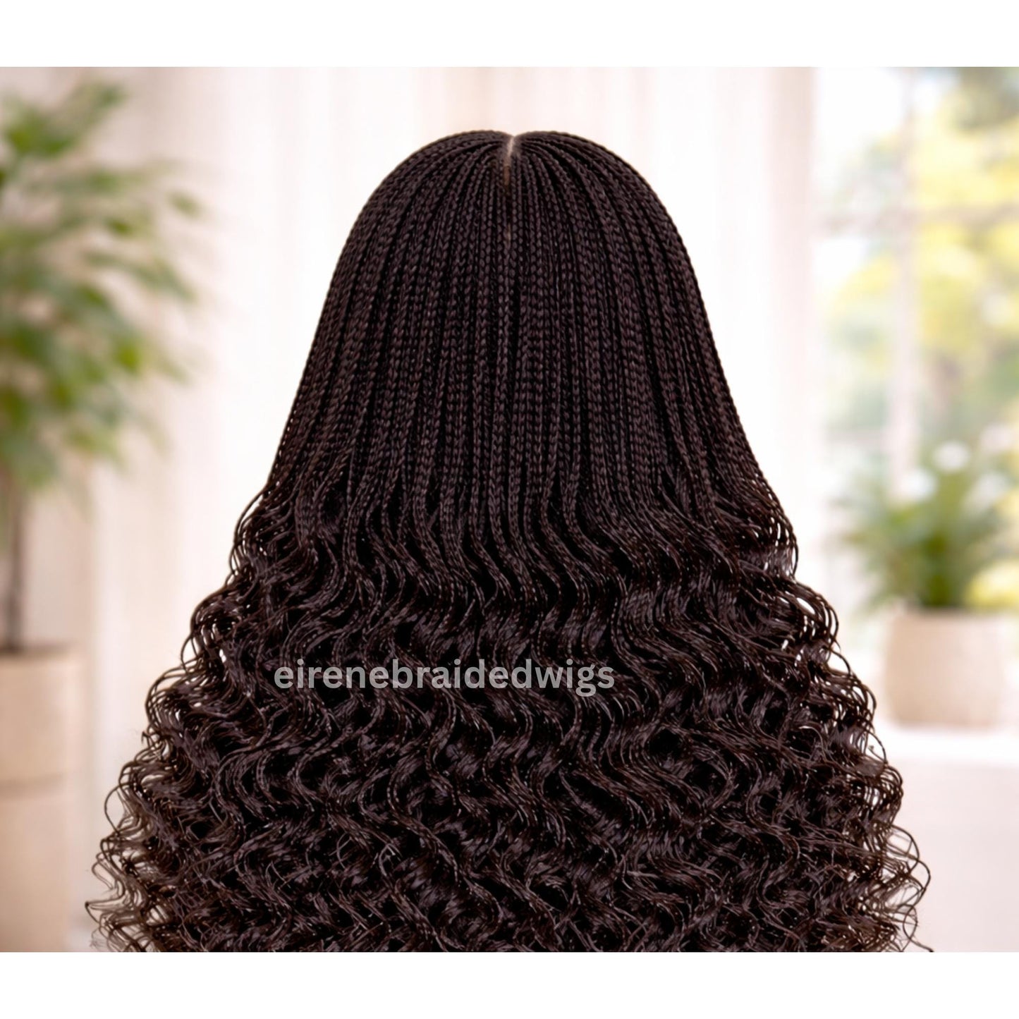 22inch Curly Braided Wigs for Black Women Handmade Single Braids Wig – Cornrow Weave – 2x4 Lace Closure – product image 6