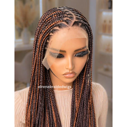 Braided Wigs for Black Women – Knotless C-curve Single Box Braids Wig with Baby Hair – Lace frontal – 26 inches – product image 6