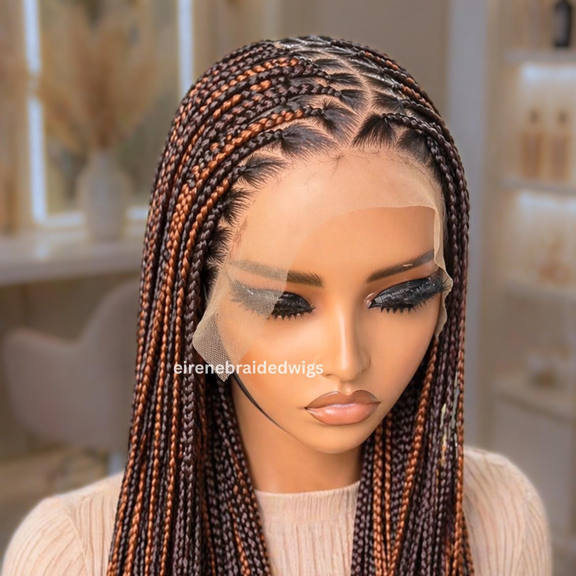 Braided Wigs for Black Women – Knotless C-curve Single Box Braids Wig with Baby Hair – Lace frontal – 26 inches – product image 5