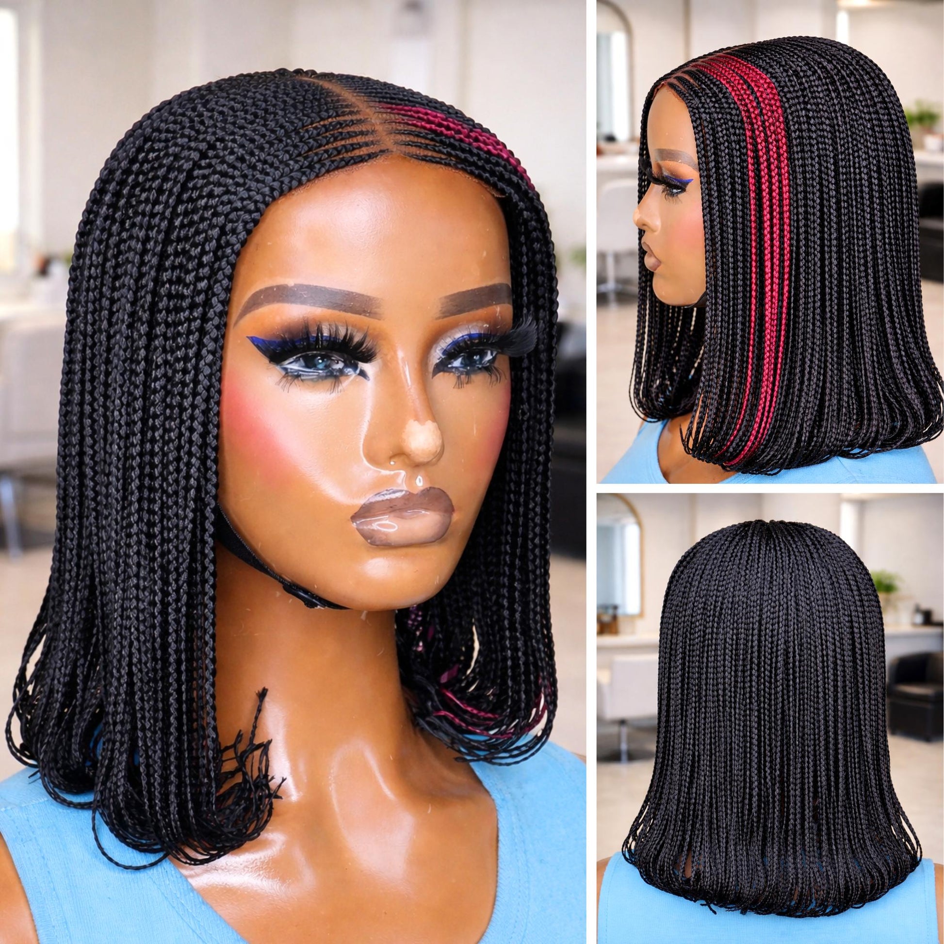 Braided Wigs for Black Women Short Bob Braid Wig – Black Women's Lace Front Wig – product image 3