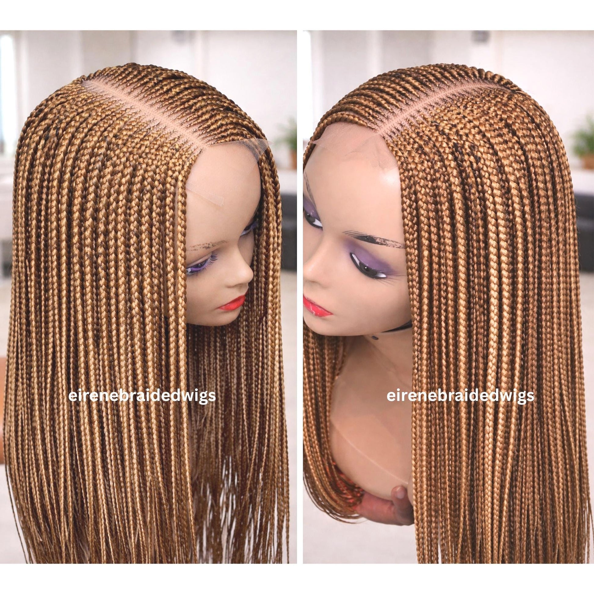 Fulani Cornrow Braided Wig for Black Women – Ghana weaving box braids wig – African Crochet Alopecia wig – Lace frontal human hair – product image 2
