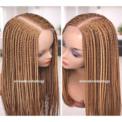 Fulani Cornrow Braided Wig for Black Women – Ghana weaving box braids wig – African Crochet Alopecia wig – Lace frontal human hair – product image 2