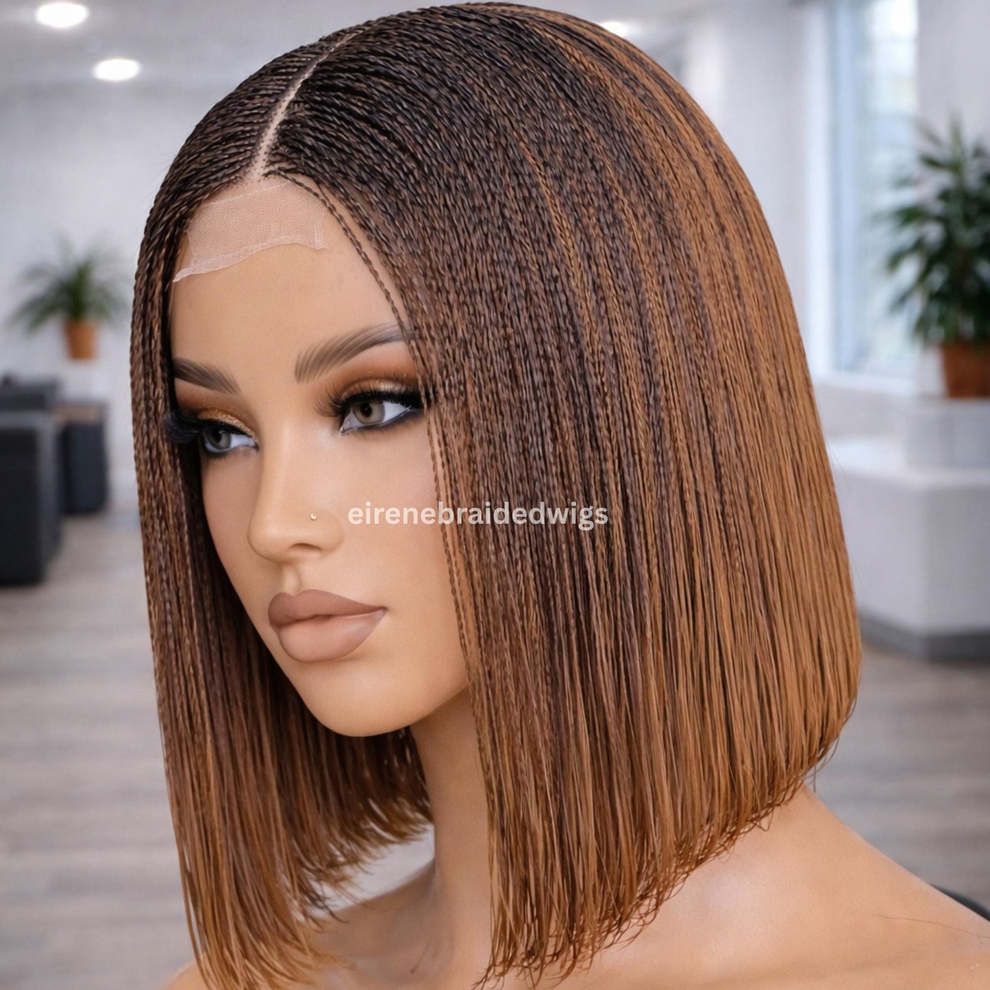 Braided Wigs for Black Women Micro Twist Braid Wig – 2x4 Lace Closure – 12 inch Human Hair Bob – product image 2