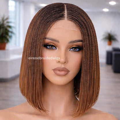 Braided Wigs for Black Women Micro Twist Braid Wig – 2x4 Lace Closure – 12 inch Human Hair Bob – product image 3