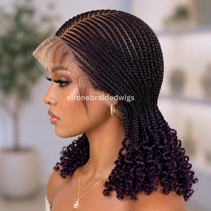 Curly Full Lace Braids Wig – Cornrow Wig – Baby Hair Lace Front Box Braided Wig – Human Hair Weave Wig – Passion Twist Micro Twist – product image 1