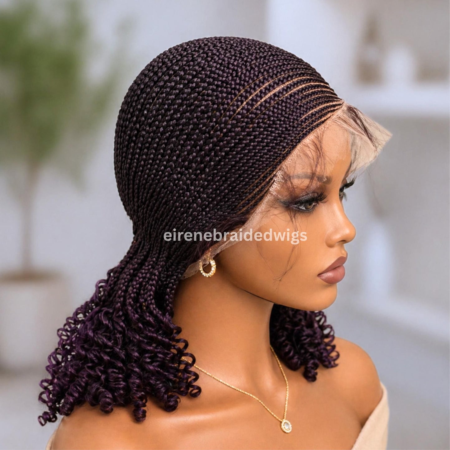 Curly Full Lace Braids Wig – Cornrow Wig – Baby Hair Lace Front Box Braided Wig – Human Hair Weave Wig – Passion Twist Micro Twist – product image 5