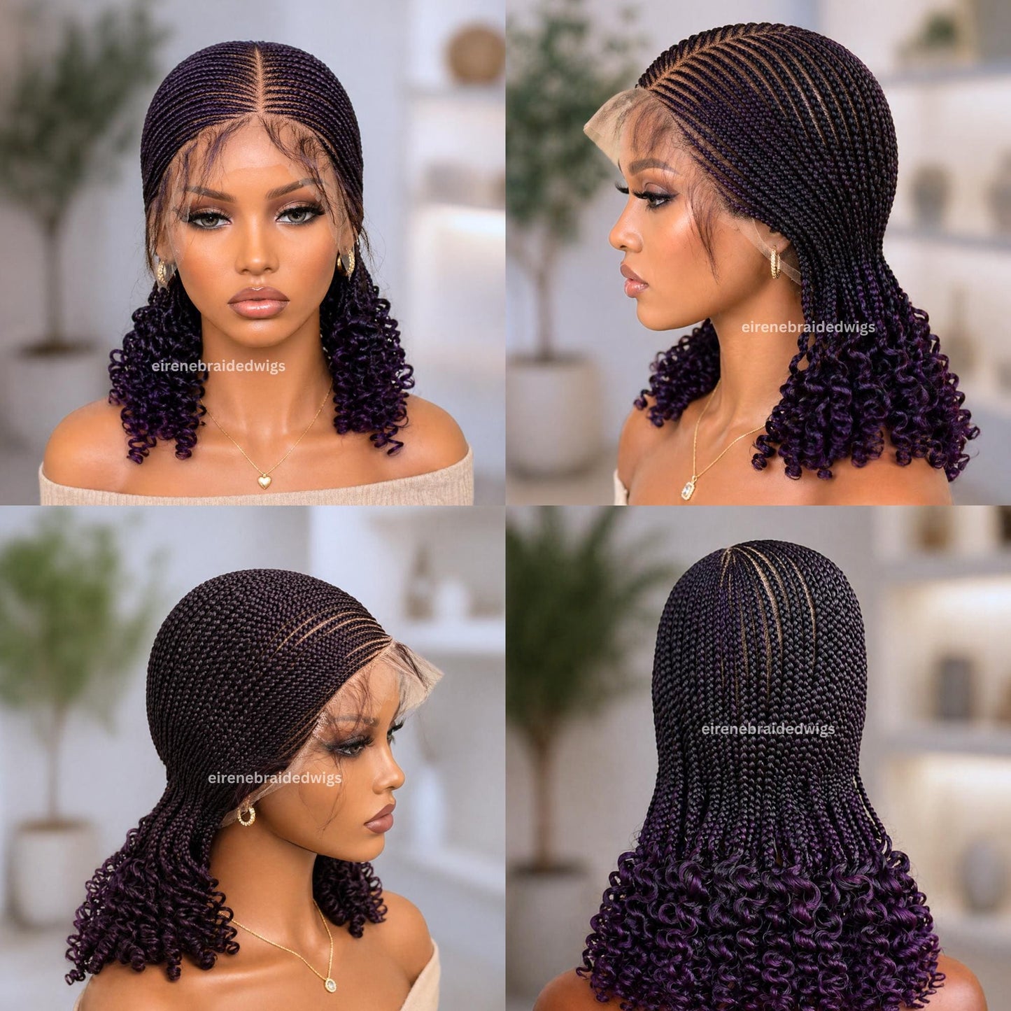 Curly Full Lace Braids Wig – Cornrow Wig – Baby Hair Lace Front Box Braided Wig – Human Hair Weave Wig – Passion Twist Micro Twist – product image 3
