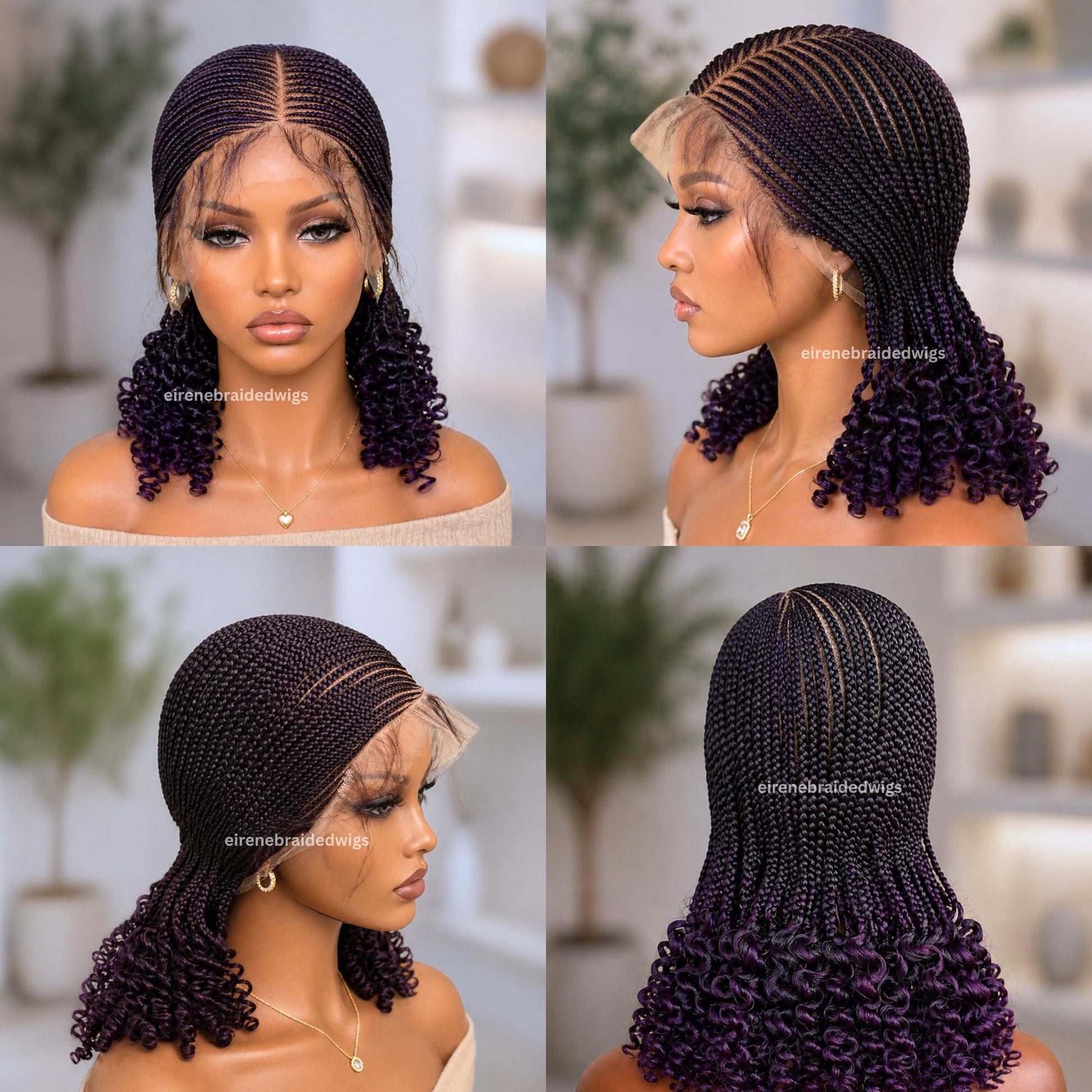 Curly Full Lace Braids Wig – Cornrow Wig – Baby Hair Lace Front Box Braided Wig – Human Hair Weave Wig – Passion Twist Micro Twist – product image 3