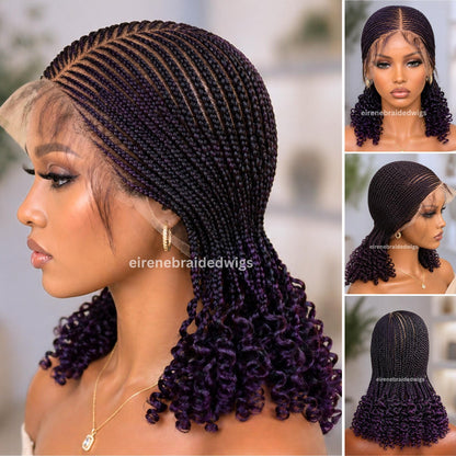 Curly Full Lace Braids Wig – Cornrow Wig – Baby Hair Lace Front Box Braided Wig – Human Hair Weave Wig – Passion Twist Micro Twist – product image 2
