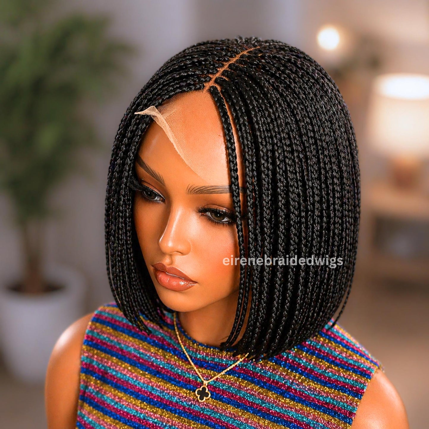 Braided Wigs for Black Women Box Braids Bob Wig – 12-Inch Human Hair Blend Lace Wig – product image 7