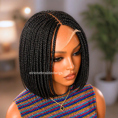 Braided Wigs for Black Women Box Braids Bob Wig – 12-Inch Human Hair Blend Lace Wig – product image 2