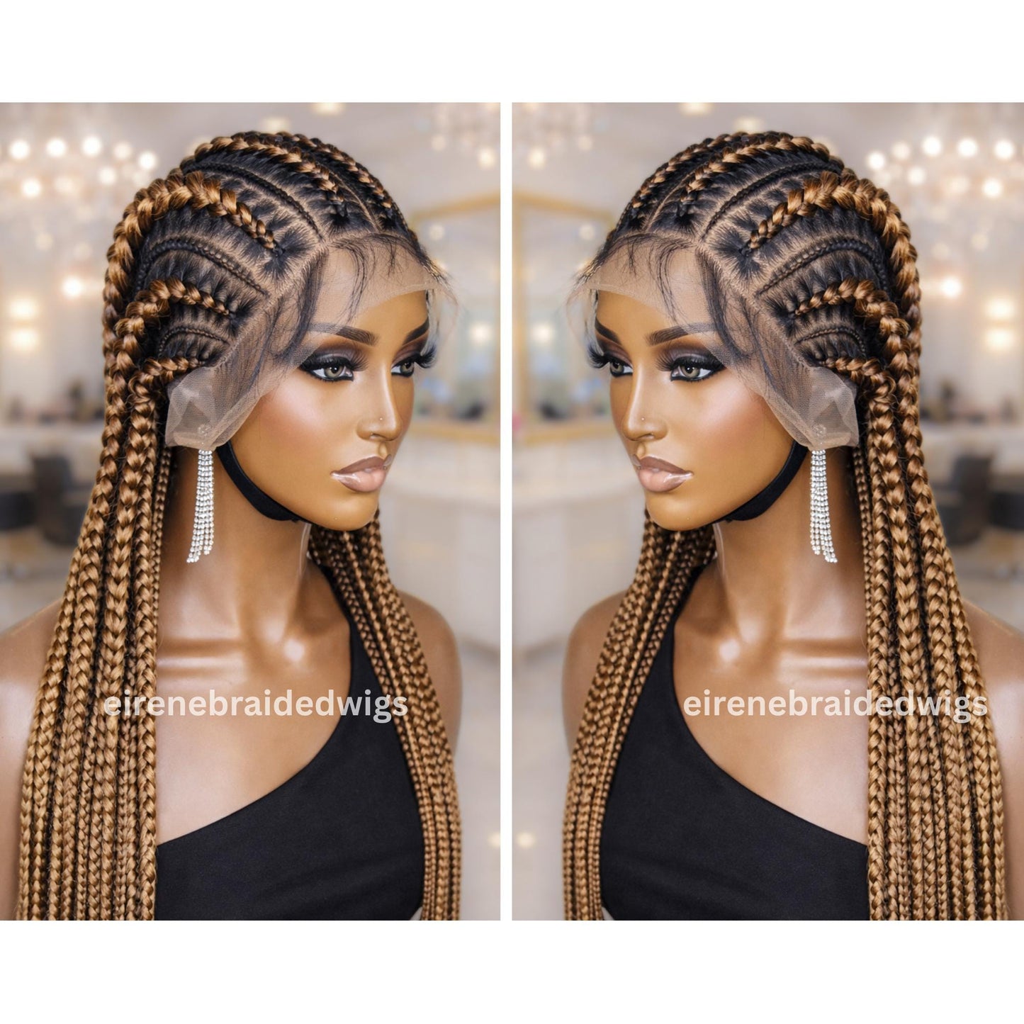 Braided Wigs for Black Women Full Lace Feed-in Cornrow Braided Wig – 30 inch African Tribal Braids – product image 3