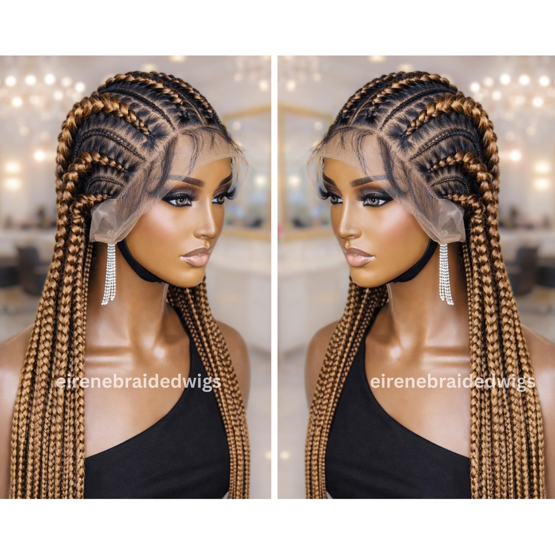 Braided Wigs for Black Women Full Lace Feed-in Cornrow Braided Wig – 30 inch African Tribal Braids – product image 3