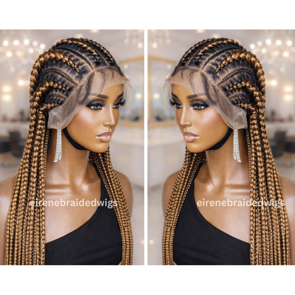 Braided Wigs for Black Women Full Lace Feed-in Cornrow Braided Wig – 30 inch African Tribal Braids – product image 3