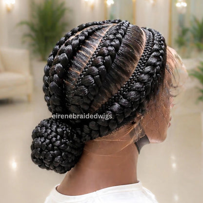 Cornrow Braided Wigs for Black Women – Full Lace All Back Lightweight Cornrow Human Hair Wig – product image 2