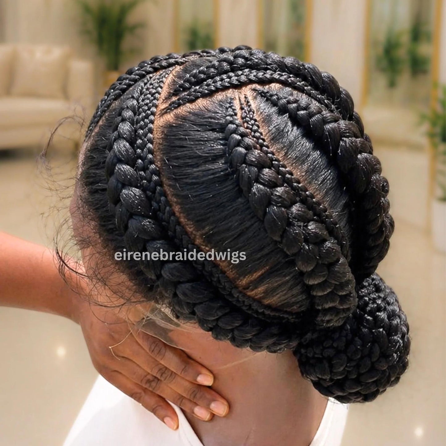 Cornrow Braided Wigs for Black Women – Full Lace All Back Lightweight Cornrow Human Hair Wig – product image 3