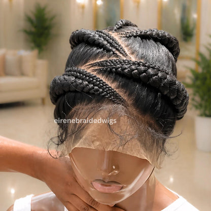 Cornrow Braided Wigs for Black Women – Full Lace All Back Lightweight Cornrow Human Hair Wig – product image 4